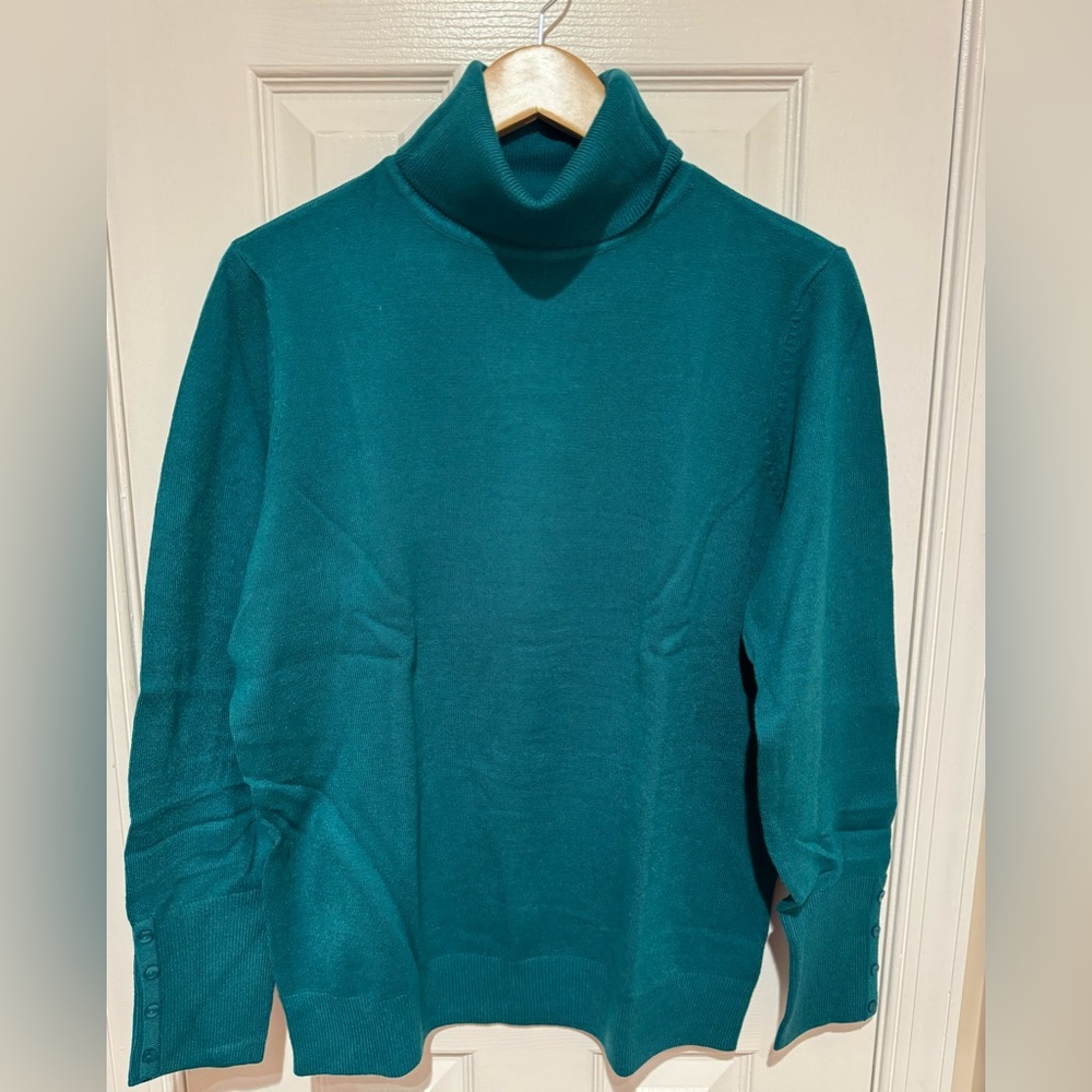 NWT | Size L | JM Collection | Teal Turtleneck Sweater